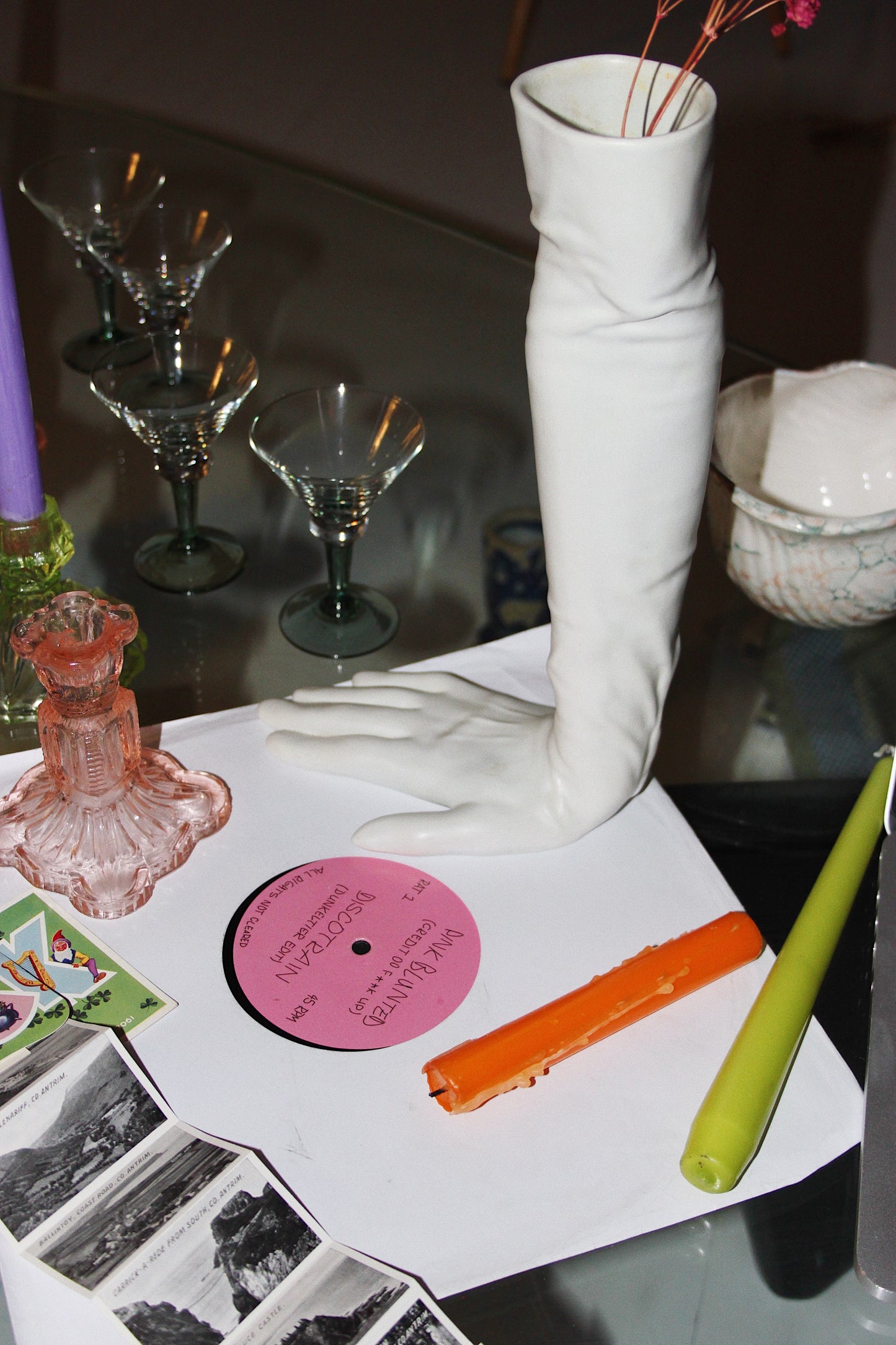 Vintage White Ceramic Cocktail Glove Vase, 1980