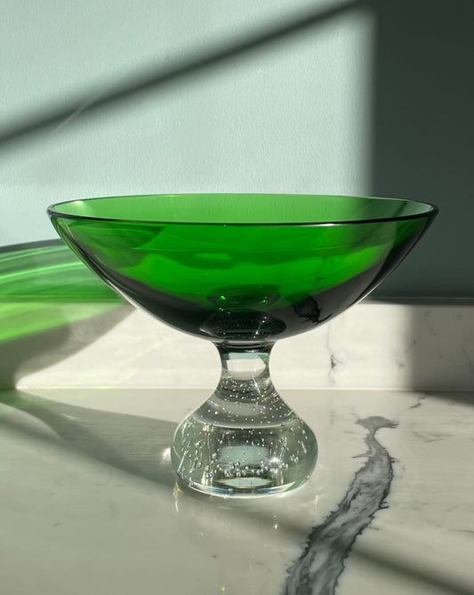 Vintage Mid-Century Aseda Green Glass Bowl by Bo Borgström