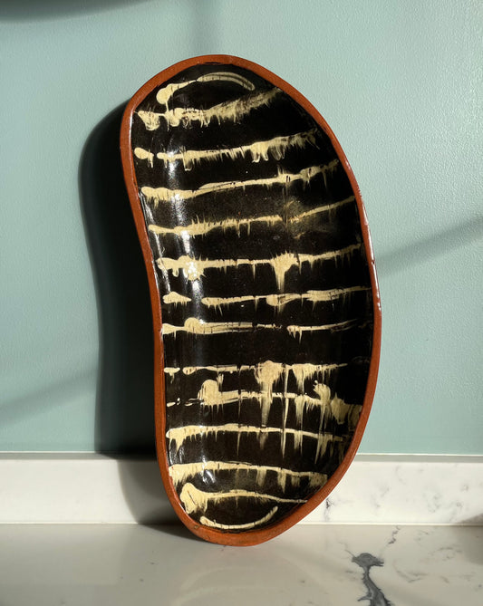 Vintage Redware Pottery Serving Dish