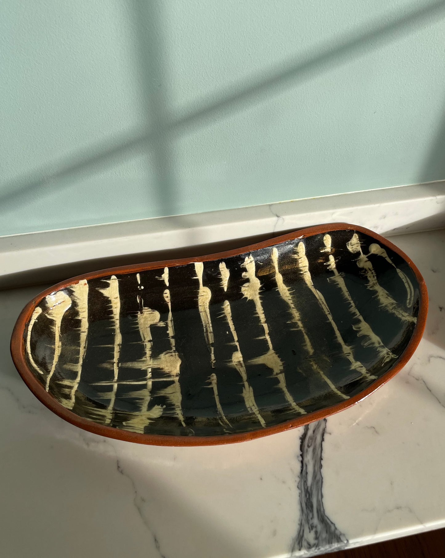 Vintage Redware Pottery Serving Dish